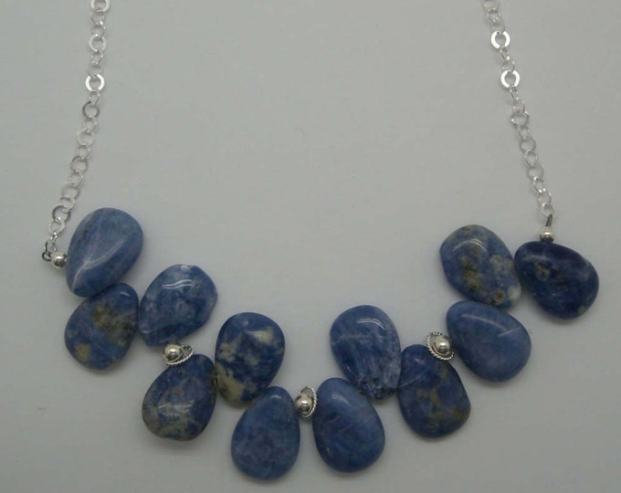 Sodalite and sterling silver necklace