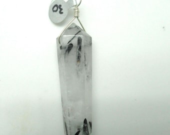Large Tourmalated Quartz and Sterling Point Pendant