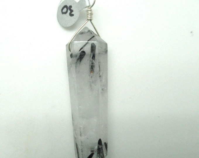 Large Tourmalated Quartz and Sterling Point Pendant