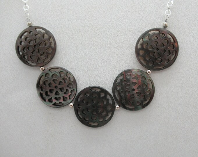 Black Lip Shell and Sterling Necklace