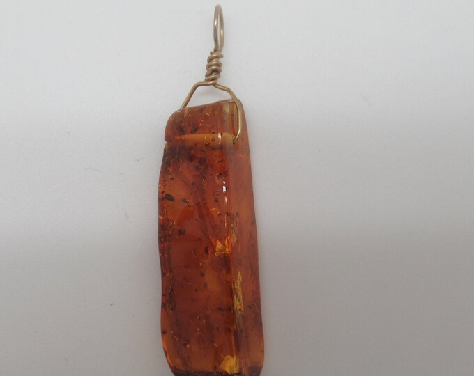 Baltic Amber and Brass Pendant