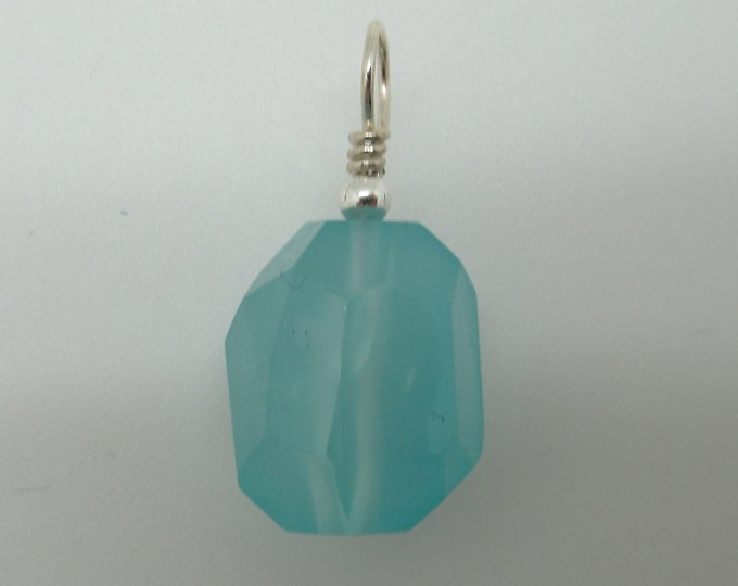 Natural Chalcedony and Sterling Silver Pendant