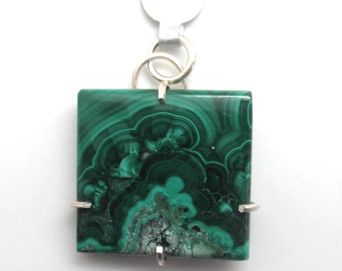 Chrysocolla Malachite and Sterling Pendant