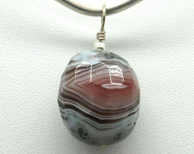 Botswana Agate and Sterling Silver Pendant