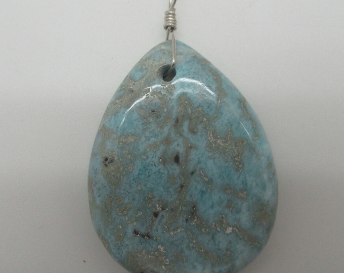 Large Larimar and Sterling Pendant