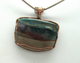 Opalized Wood and Copper Pendant