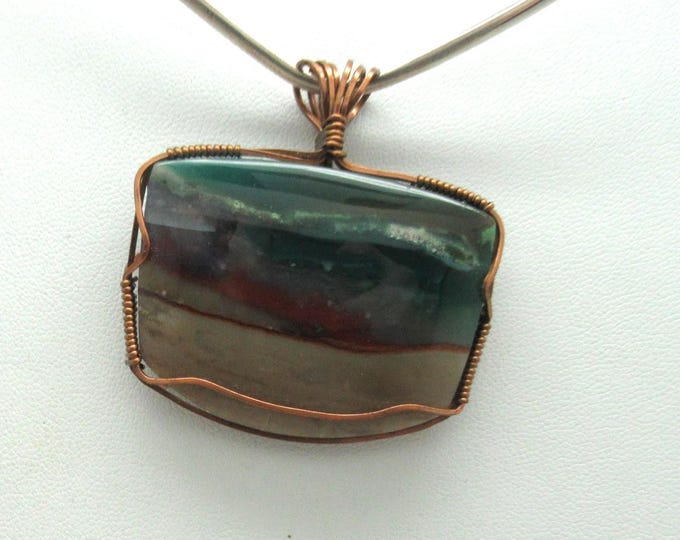 Opalized Wood and Copper Pendant