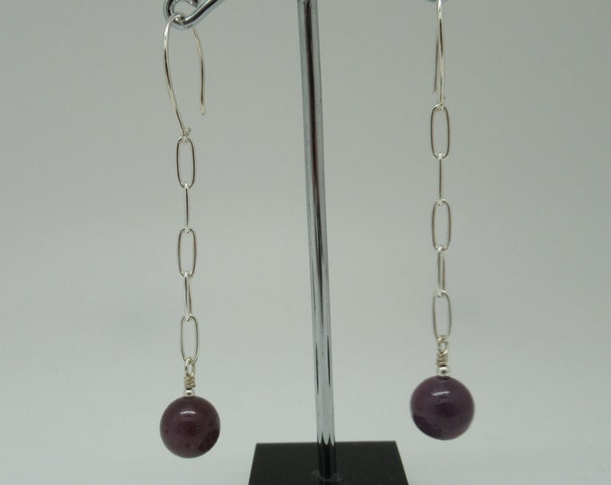 Natural Ruby and Sterling Silver Earrings