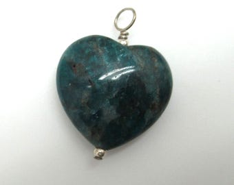 Apatite Heart and Sterling Silver Pendant