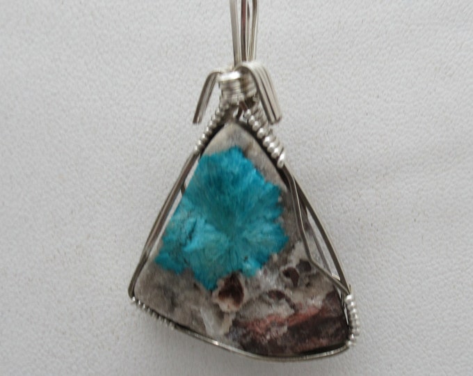 Natural Cavansite and Sterling Pendant