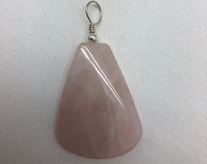 Natural Rose Quartz and Sterling Pendant