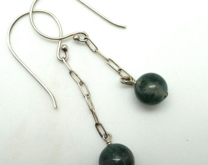 Moss Agate and Sterling Silver Earrings