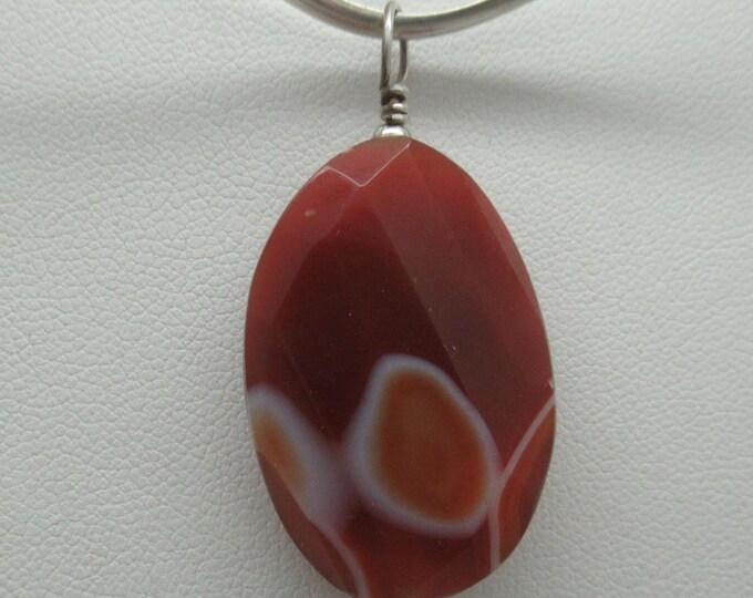 Red Agate and Sterling Pendant