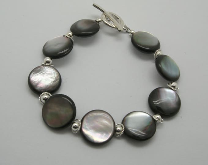 Black Lip Shell and Sterling Bracelet