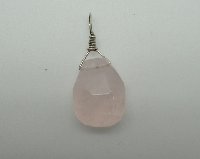 Natural Rose Quartz and Sterling Pendant