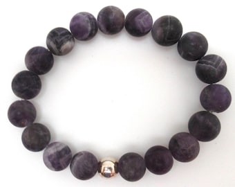 Amethyst and sterling stretch bracelet