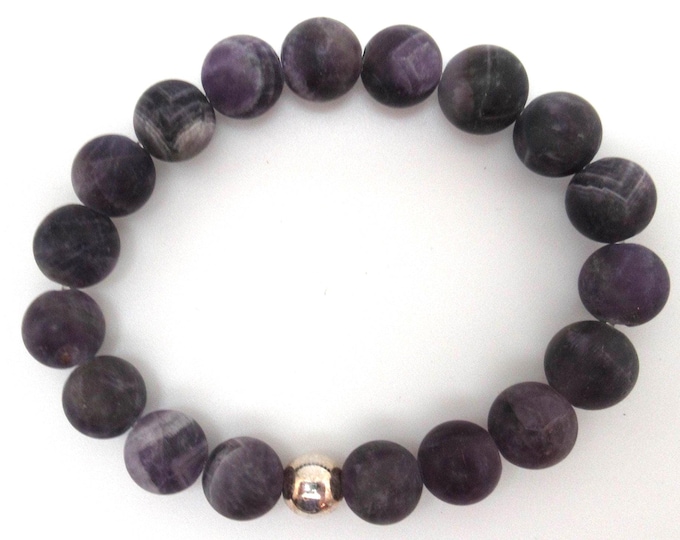 Amethyst and sterling stretch bracelet