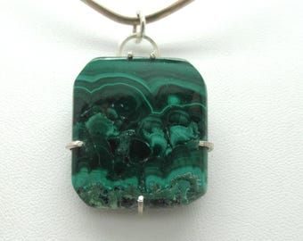 Chrysocolla Malachite and Sterling Pendant