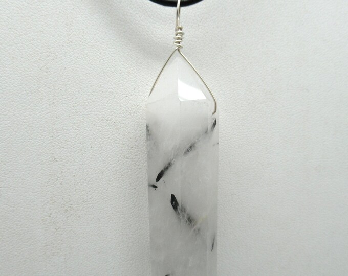 Tourmalated quartz and sterling pendant