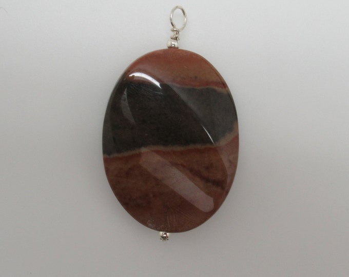 Red & Green Jasper  and Sterling Pendant