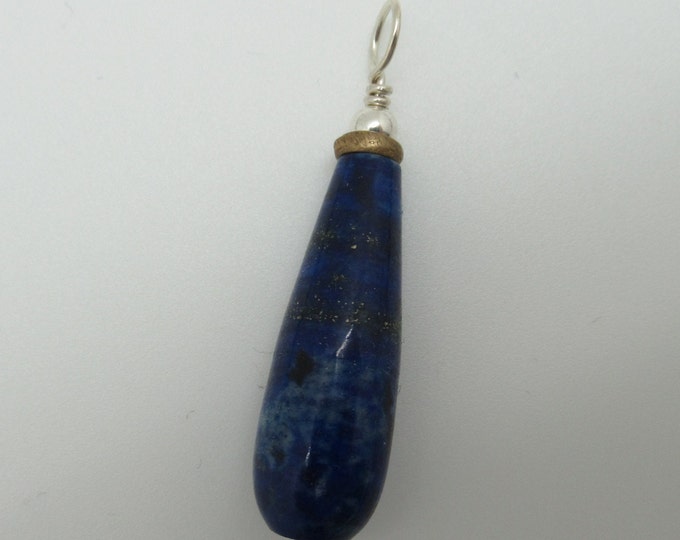 Lapis sterling and brass pendant