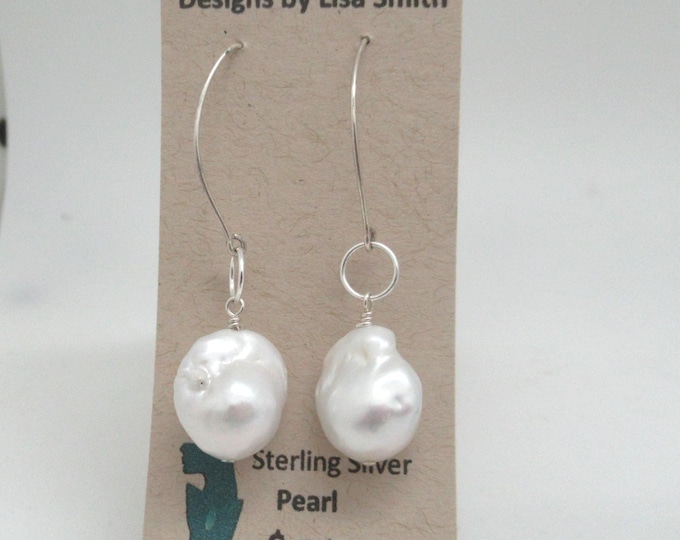Natural Baroque Pearl and Sterling Earrings