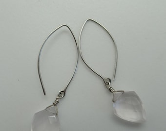 Rose Quartz and Sterling Silver Earrings