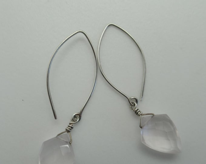 Natural Rose Quartz and Sterling Silver Earrings