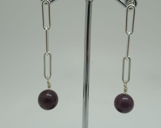 Natural Ruby and Sterling Silver Earrings