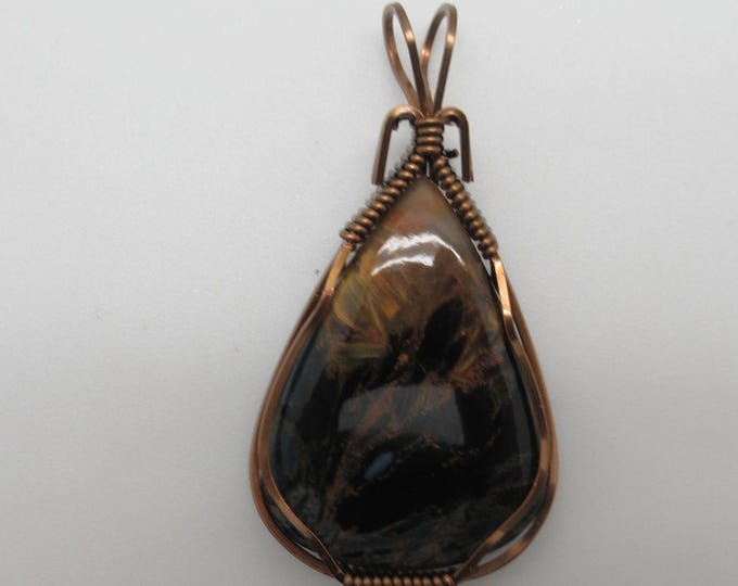 Natural Pietersite and Copper Pendant