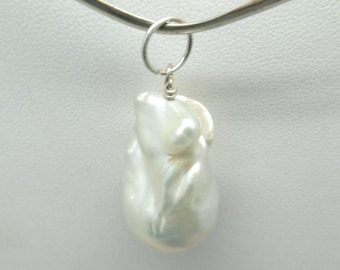 Natural Baroque Pearl and Sterling Pendant
