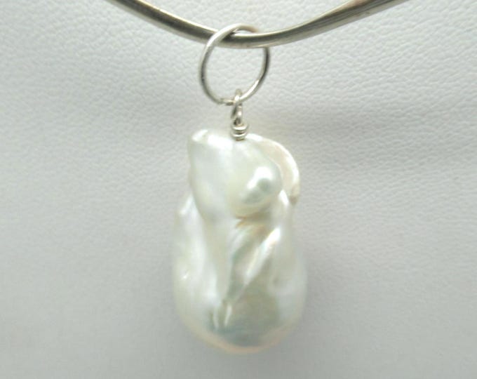 Natural Baroque Pearl and Sterling Pendant