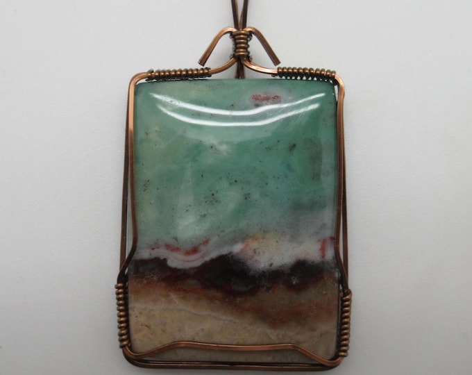 Opalized Wood and Copper Pendant