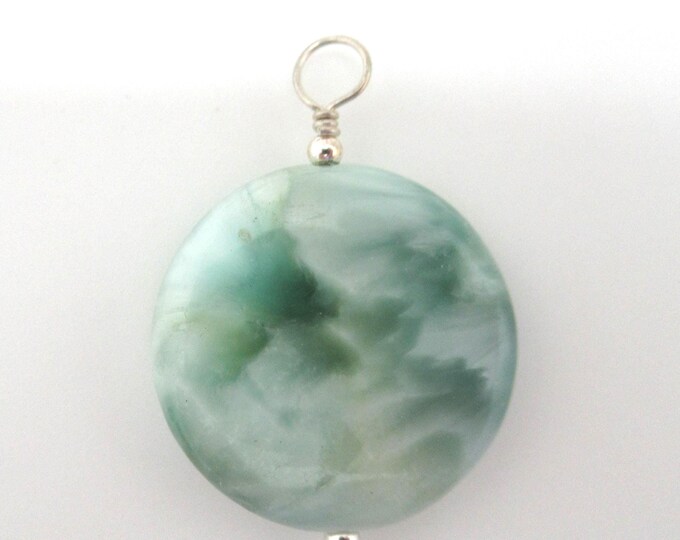 Green Moonstone Pendant with Sterling Findings