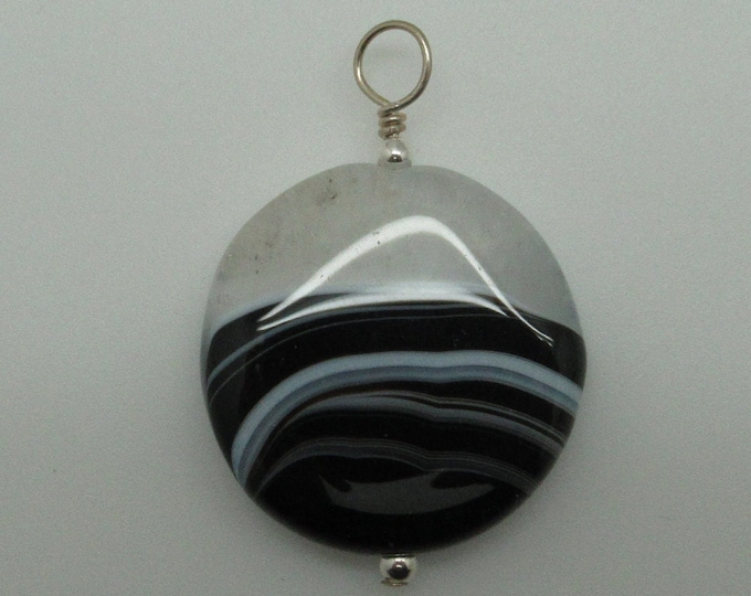 Sardonyx and Sterling Pendent  (striped onxy)