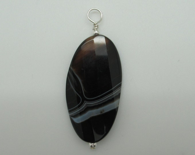 Sardonyx and Sterling Pendent  (striped onxy)