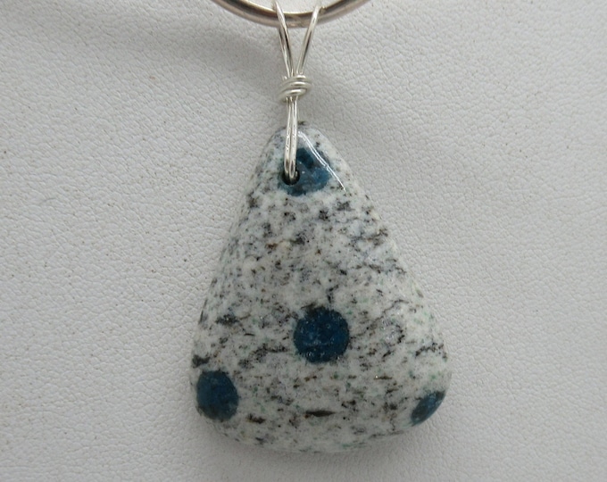 K2 and Sterling Pendant  {granite and azurite}