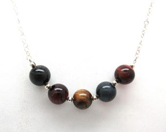 Tiger Eye Necklace natural tigers eye and sterling chain