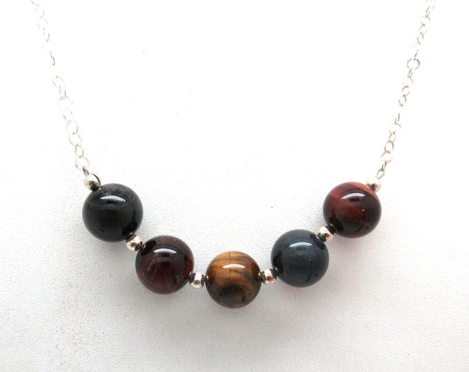 Tiger Eye Necklace natural tigers eye and sterling chain