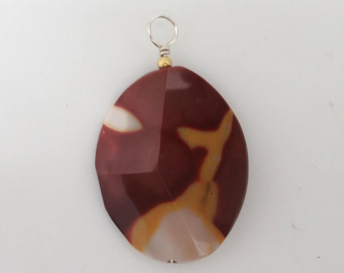 Faceted Mookaite Jasper and sterling pendant