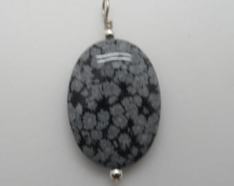 Snowflake obsidian and sterling pendant