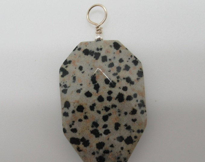 Dalmatian Jasper Stone  and Sterling Pendant