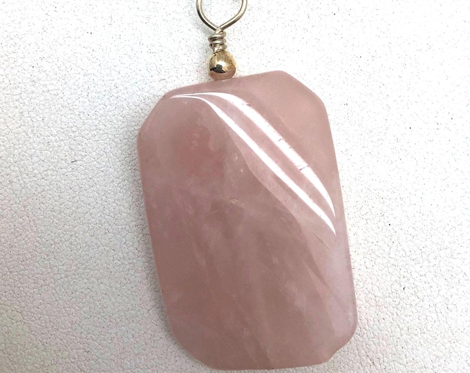 Natural Rose Quartz and Sterling Pendant
