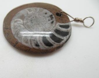 Stone with Ammonite Fossil and Sterling Pendant