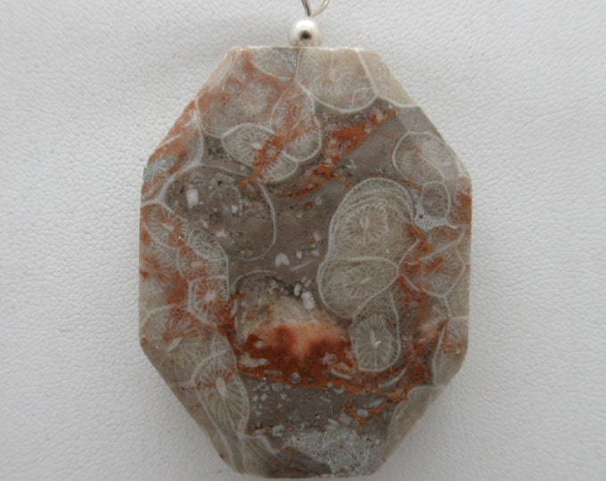 Large Fossilized Coral and Sterling Pendant