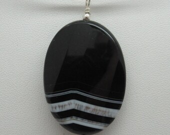 Sardonyx and Sterling Pendent  (striped onxy)