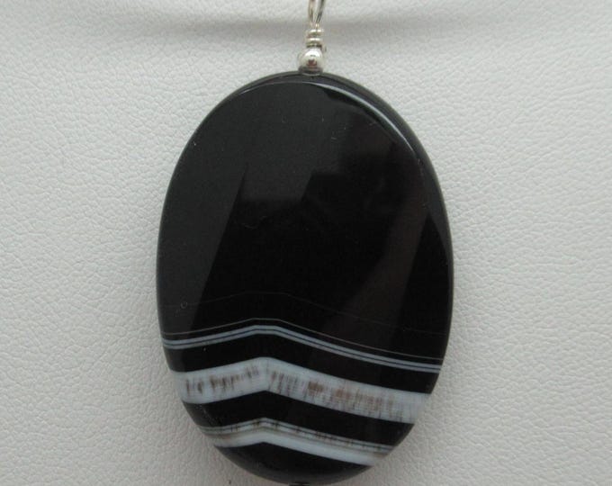 Sardonyx and Sterling Pendent  (striped onxy)