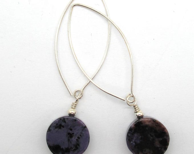 Charoite and Sterling Silver Earrings