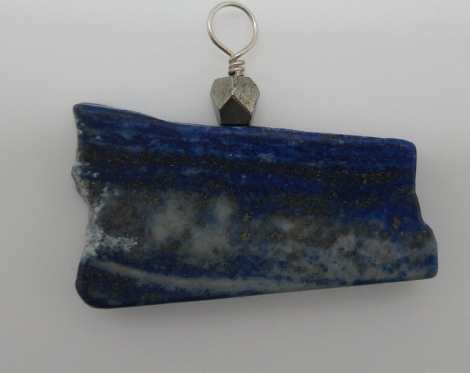 Lapis lazuli slab and sterling silver pendant