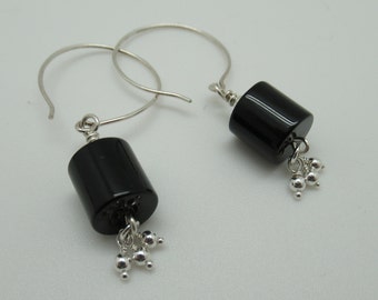 Onyx and Sterling Silver Earrings
